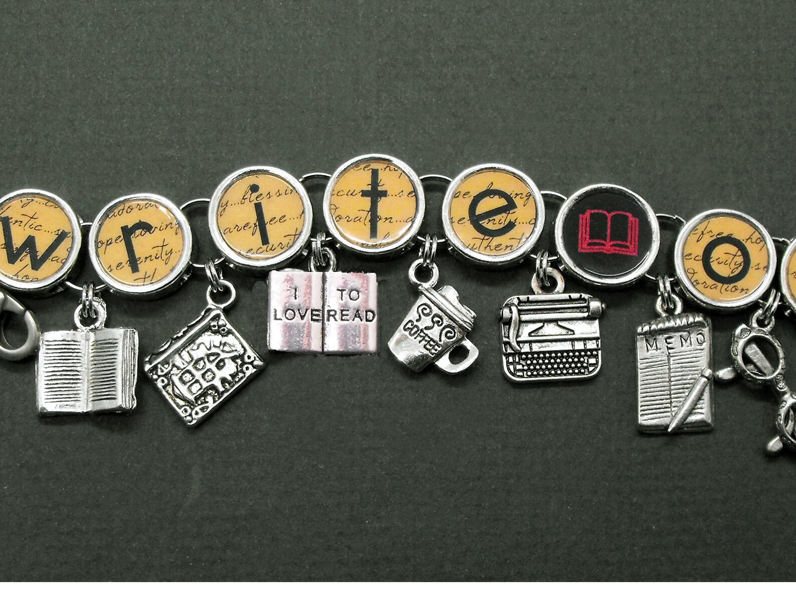 Write On Charm Bracelet Writers Authors Literary Jewelry Etsy