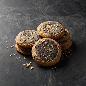 Biscotti vegani al sesamo nero - Senza glutine, senza latticini, spuntino sano, di ispirazione asiatica, realizzati a mano, RICETTA per piccoli lotti Download digitale stampabile