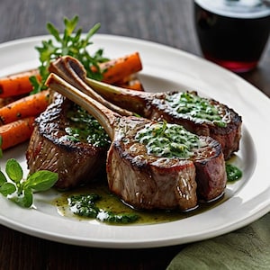 Rezept für saftige Lammkoteletts mit frischer Minzsauce – perfekt für besondere Anlässe – REZEPT digitaler Download zum Ausdrucken