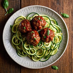 Almôndegas Keto fáceis com Zoodles | Receita de comida reconfortante com baixo teor de carboidratos | Idéia de jantar ceto saudável | Download digital da RECEITA para impressão