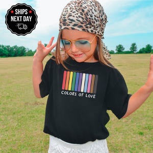 Colors of Love Youth Tee | Rainbow Pride Kids Shirt | Cute Toddler Sweatshirt | LGBTQ+ Inspired | Colorful Unisex Kids Top | Comfort Colors