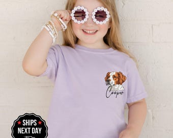 Custom Pet Shirt for Youth, Personalized Dog or Cat Photo Tee with Name, Kids Pet T-Shirt