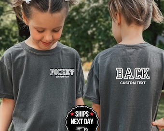 Front and Back Custom Youth T-Shirt Crewneck, Personalized Double Sided Graphic Shirt for Kids Casual Wear
