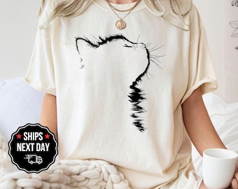 Minimalist Cat Silhouette Shirt, Cat Mom and Cat Dad Tee, Cute Cat Lover Gift