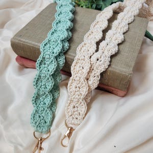 Crocheted Cotton Lanyard: Handmade Wave Stitch ID Badge Holder