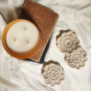 Crocheted Scalloped Coasters – Handmade Yarn Drink Coasters – Cottagecore Home Decor – Gift for Hostess, Moms, and Coffee Lovers