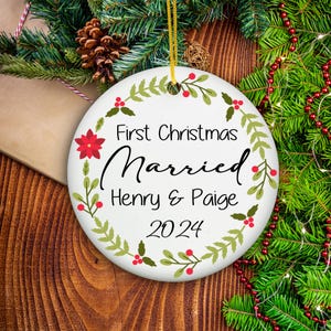 2024 Personalized First Christmas Married Ornament,Our First Christmas Married as Mr and Mrs Ornament,Wedding Couples Ornament,Newlywed Gift