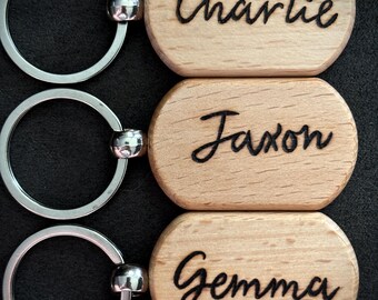 Custom Design Handcrafted Woodburned Keychain
