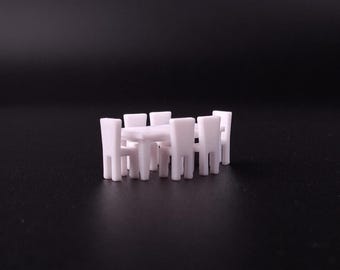 Sillas y mesa de comedor - Juego de muebles en miniatura 1:50 con caja de almacenamiento