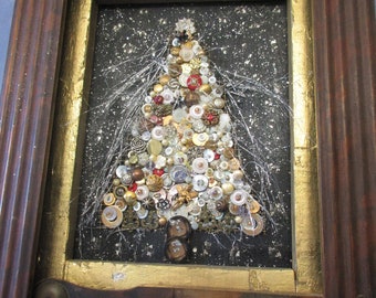 Snowy Night Christmas Tree, Reclaimed, Reprised Framed Art