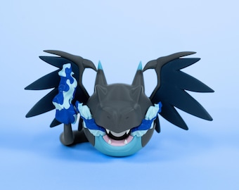 Pokémon Mega Charizard X Figure | 3D Printed with Glow-in-the-Dark Effect | Glows in the Dark | Gift for Fans | Handmade