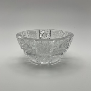 Vintage Bohemian Queens Lace Hand Cut Crystal Small Trinket Bowl/Dish Ashtray, Czech Republic Bohemia Glass, Fine Luxury