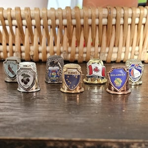 Antique State Thimbles Rhode Island Virginia Oklahoma Michigan Canada Victoria B.C.