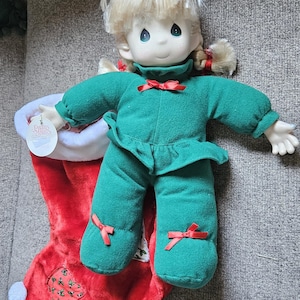 Vintage Precious Moments Christmas Doll in Stocking with tag
