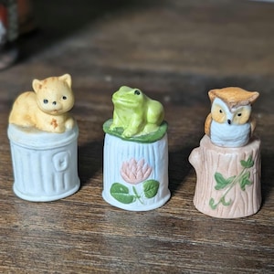 Antique Animal Ceramic Thimbles by Enesco