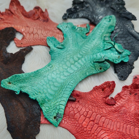 Real Chicken Foot Leather oddities dyed leather teal red orange black brown