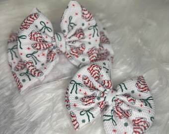 Holiday Christmas Cake Fabric Bow Headwrap: Baby Hair Accessory