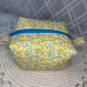 Handmade Quilted Floral Boxy Pouch | Cosmetics Pouch, Makeup Bag, Travel Accessories