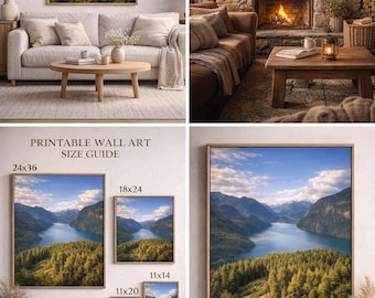 ブリティッシュコロンビア州の山岳湖をモチーフにしたプリントウォールアート