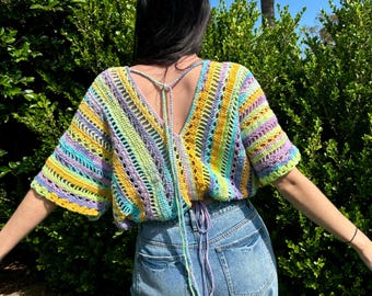 Patron au crochet : haut au crochet ensoleillé d'été - chemise de plage pour femme