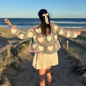 Crochet Pattern- Lover Heart Cardigan- Granny Square Crochet Sweater- Summer Cool Crochet Throw Over- Crochet Clothing- Instant Download