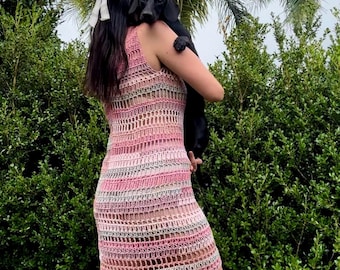 Crochet Pattern: Sherbet Mesh Crochet Dress- Women’s Summer Beach Cover-Up Clothing