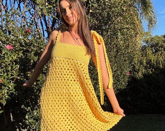 Patrón de crochet: Vestido babydoll de crochet - Vestido playero de verano para mujer