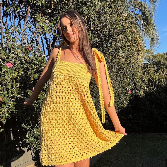 Crochet Pattern: Babydoll Crochet Dress- Womens Crochet Summer Festival Beach Dress