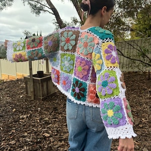 Crochet Pattern- Flower Power Cardigan- Granny Square Crochet Sweater- Summer Cool Crochet Throw Over- Harry Styles Jacket- Instant Download