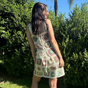 Crochet Pattern- Granny Square Crochet Summer Dress- Beach Cover-Up Dress- Instant Download