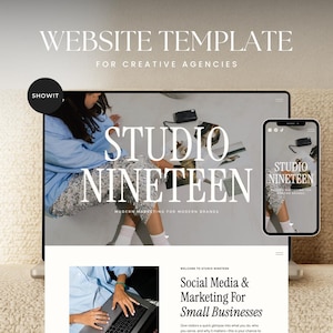 Showit Website Template for Creative Agencies | Social Media Manager Website, Virtual Assistant Website, UGC Website, Agency Website