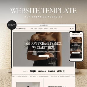 Plantilla de sitio web de Showit para agencias creativas, sitios web de administradores de redes sociales, sitios web de asistentes virtuales, sitios web de contenido generado por usuarios (CGU), sitios web de agencias.