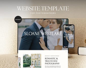 Showit Website Template for Photographers  |  Wedding and Lifestyle Photography Website Template | Elevated, Romantic & Clean Aesthetic