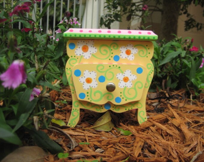 Whimsical Wooden Painted Daisy Jewelry Box or Doll Dresser Etsy