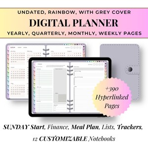 Digital Undated Goodnotes Planner iPad Planner Daily Weekly Planner Digital Journal Goodnotes Template | Sunday Start | Bonus Mindful Pack