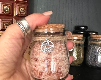 Box of 6 Green Witch Starter Kit | Witchcraft Beginner Herb Kit ~ Herbs in Cute Jars w Cork Lids Lavender Rose Rosemary Sage Mugwort Bay