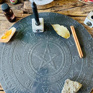 Resin and Marble Altar Plate Pentagram Spell Casting Tool for Wiccan ...