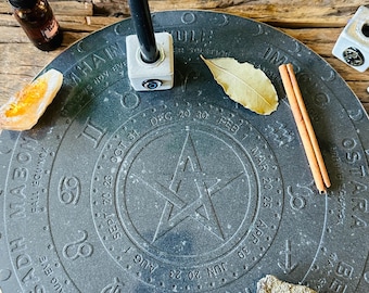 Resin and Marble Altar Plate Pentagram Spell Casting Tool for Wiccan Rituals & Witchcraft Practices