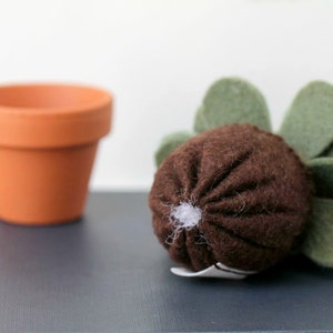 Fake Felt Succulent Sculpture, Small Artificial Potted Plant for Dorm Decor, Office Cubicle, or Apartment Decor Handmade by OrdinaryMommy image 3