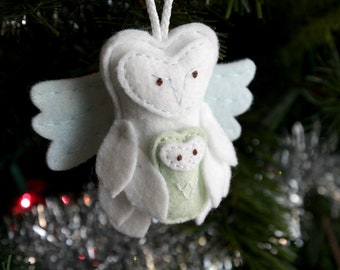 Baby Loss Keepsake Ornament. Guardian Angel Owl. Felt Christmas Ornament for Miscarriage.