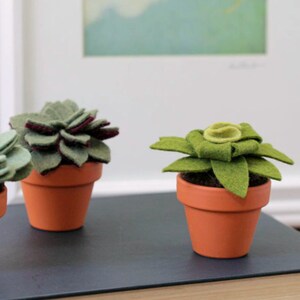 Fake Felt Succulent Sculpture, Small Artificial Potted Plant for Dorm Decor, Office Cubicle, or Apartment Decor Handmade by OrdinaryMommy image 4