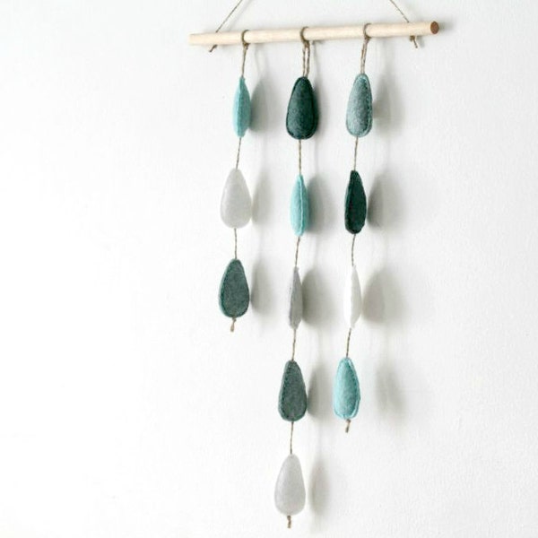 SALE Minimalist Raindrop Wall Mobile. Scandinavian Wall Hanging. Modern Nursery Wall Mobile Felt. by OrdinaryMommy