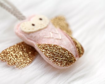 Pink Mini Angel Baby Ornament. Miscarriage Keepsake. Beautiful Owl Ornament. Remembrance Ornament.