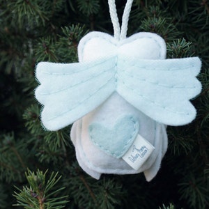 Angel Baby Ornament. Miscarriage Ornament. Loss Remembrance. Owl with Baby Keepsake. Felt Owl Christmas Ornament. image 4