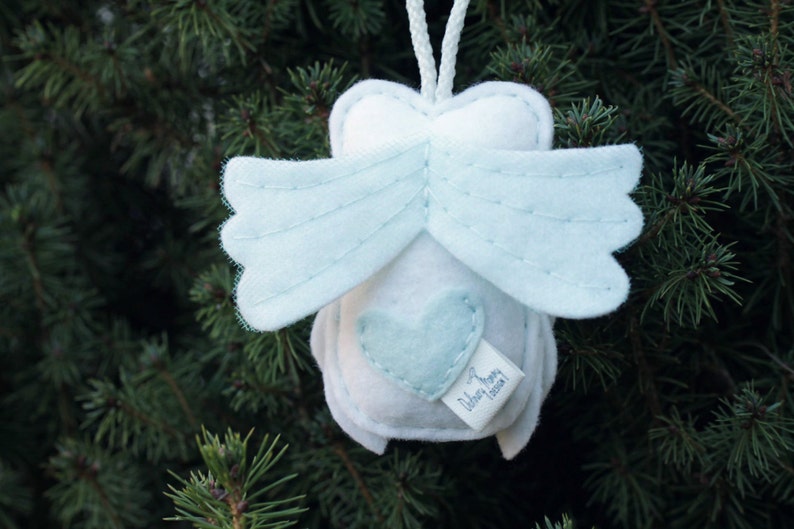 Angel Baby Ornament. Miscarriage Ornament. Loss Remembrance. Owl with Baby Keepsake. Felt Owl Christmas Ornament. image 4