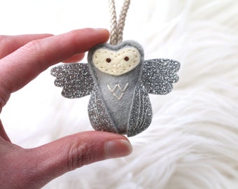 Angel Baby Remembrance Owl Ornament. Mini Owl Ornament. Miscarriage Keepsake.