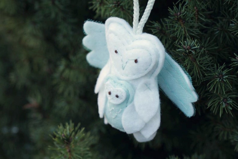 Angel Baby Ornament. Miscarriage Ornament. Loss Remembrance. Owl with Baby Keepsake. Felt Owl Christmas Ornament. image 3