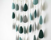 Felt Raindrop Wall Mobile, Modern Nursery Wall Hanging Rain Decor in Aqua and Blues, Showers of Love Handmade by OrdinaryMommy