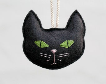 Felt Black Cat Ornament for Cat Lady, Cat Head Ornament for Cat Lover or Pet Owner, Handmade by OrdinaryMommy on Etsy