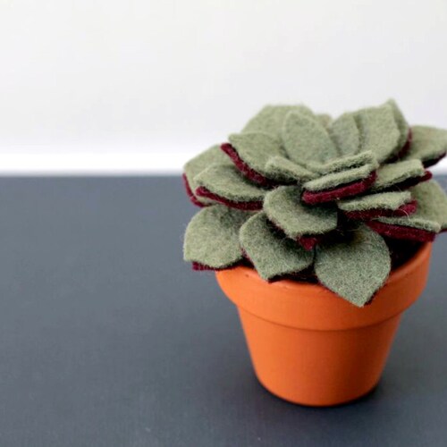 Fake Felt Succulent Sculpture Small Artificial Potted Plant Etsy